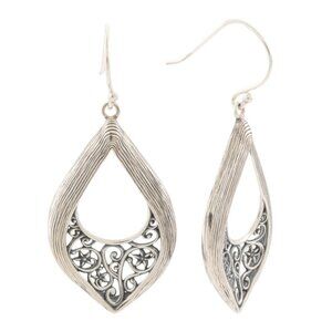 PAZ CREATIONS Silver Made In Israel Sterling Silver Floral Lace Earrings